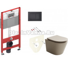 Комплект Унитаз подвесной Ceramicanova Balearica Rimless CN6000MC капучино матовый + Инсталляция TECE Now 9400414 4 в 1 с кнопкой смыва