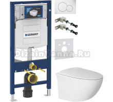 Комплект Унитаз подвесной BOND Oval F05-10 безободковый, с микролифтом + Крепления Geberit Duofix 111.815.00.1 к стене + Шумоизоляция 156.050.00.1 + Инсталляция UP 320 111.300.00.5 + Кнопка Sigma 01 115.770.11.5 белая