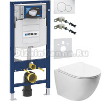 Комплект Унитаз подвесной SantiLine SL-5005 безободковый, с микролифтом + Крепления Geberit Duofix 111.815.00.1 к стене + Шумоизоляция 156.050.00.1 + Инсталляция UP 320 111.300.00.5 + Кнопка Sigma 01 115.770.11.5 белая