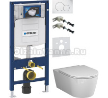 Комплект Унитаз подвесной AM.PM Func C8F1701SC безободковый, с микролифтом + Крепления Geberit Duofix 111.815.00.1 к стене + Шумоизоляция 156.050.00.1 + Инсталляция UP 320 111.300.00.5 + Кнопка Sigma 01 115.770.11.5 белая