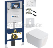 Комплект Унитаз подвесной STWORKI Монтре SETK3204-2616 безободковый, с микролифтом + Крепления Geberit Duofix 111.815.00.1 к стене + Шумоизоляция 156.050.00.1 + Инсталляция UP 320 111.300.00.5 + Кнопка Sigma 01 115.770.11.5 белая