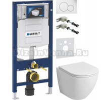 Комплект Унитаз подвесной Grossman Торнадо GR-4455SQ безободковый, с микролифтом + Крепления Geberit Duofix 111.815.00.1 к стене + Шумоизоляция 156.050.00.1 + Инсталляция UP 320 111.300.00.5 + Кнопка Sigma 01 115.770.11.5 белая
