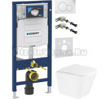 Комплект Унитаз подвесной BelBagno Due BB3103CHR/SC + Крепления Geberit Duofix 111.815.00.1 к стене + Шумоизоляция 156.050.00.1 + Инсталляция UP 320 111.300.00.5 + Кнопка Sigma 01 115.770.11.5 белая