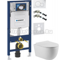 Комплект Унитаз подвесной BOND Oval F10-10 безободковый, с микролифтом + Крепления Geberit Duofix 111.815.00.1 к стене + Шумоизоляция 156.050.00.1 + Инсталляция UP 320 111.300.00.5 + Кнопка Sigma 01 115.770.11.5 белая