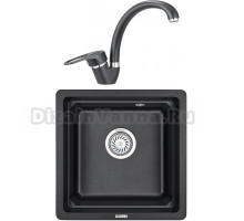 Комплект Мойка кухонная Granula Kitchen Space KS-4501U черный + Смеситель ST-03 черный