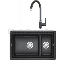 Комплект Мойка кухонная Granula Kitchen Space KS-7304U черный + Смеситель GR-2125 черный