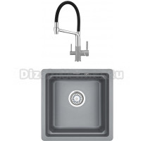 Комплект Мойка кухонная Granula Kitchen Space KS-4501U алюминиум + Смеситель GR-0083 GR-0083 алюминиум с гибким изливом