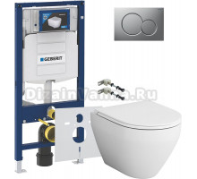 Комплект Унитаз подвесной AM.PM Spirit V2.0 с микролифтом + Шумоизоляция Geberit 156.050.00.1 + Кнопка Sigma 01 115.770.JQ.5 лакированная, матовый хром + Инсталляция Duofix UP 320 111.300.00.5 + Крепления 111.815.00.1 к стене