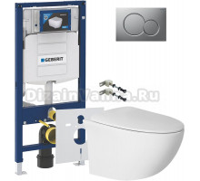 Комплект Унитаз подвесной BOND Oval F05-10 безободковый, с микролифтом + Крепления Geberit Duofix 111.815.00.1 к стене + Шумоизоляция 156.050.00.1 + Инсталляция UP 320 111.300.00.5 + Кнопка Sigma 01 115.770.JQ.5 лакированная, матовый хром