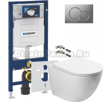 Комплект Унитаз подвесной SantiLine SL-5005 безободковый, с микролифтом + Крепления Geberit Duofix 111.815.00.1 к стене + Шумоизоляция 156.050.00.1 + Инсталляция UP 320 111.300.00.5 + Кнопка Sigma 01 115.770.JQ.5 лакированная, матовый хром
