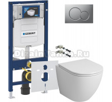 Комплект Унитаз подвесной Grossman GR-4455S безободковый + Крепления Geberit Duofix 111.815.00.1 к стене + Инсталляция UP 320 111.300.00.5 + Кнопка Sigma 01 115.770.JQ.5 лакированная, матовый хром + Шумоизоляция 156.050.00.1