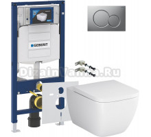 Комплект Унитаз подвесной AM.PM Gem C901701SC безободковый, с микролифтом + Крепления Geberit Duofix 111.815.00.1 к стене + Инсталляция UP 320 111.300.00.5 + Кнопка Sigma 01 115.770.JQ.5 лакированная, матовый хром + Шумоизоляция 156.050.00.1