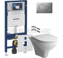 Комплект Унитаз подвесной AM.PM Gem C901700SC безободковый, с микролифтом + Крепления Geberit Duofix 111.815.00.1 к стене + Инсталляция UP 320 111.300.00.5 + Кнопка Sigma 01 115.770.JQ.5 лакированная, матовый хром + Шумоизоляция 156.050.00.1