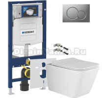 Комплект Унитаз подвесной Ceramicanova Metric Rimless CN3007 с микролифтом, безободковый + Крепления Geberit Duofix 111.815.00.1 к стене + Шумоизоляция 156.050.00.1 + Инсталляция UP 320 111.300.00.5 + Кнопка Sigma 01 115.770.JQ.5 лакированная, матовый хро