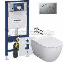 Комплект Унитаз подвесной BOND Oval F01-10 безободковый, с микролифтом, белый + Крепления Geberit Duofix 111.815.00.1 к стене + Шумоизоляция 156.050.00.1 + Инсталляция UP 320 111.300.00.5 + Кнопка Sigma 01 115.770.JQ.5 лакированная, матовый хром