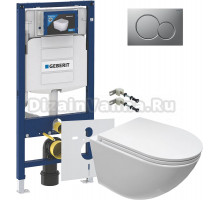 Комплект Унитаз подвесной Cerutti Spa Sella Aria 7183 безободковый, с микролифтом + Крепления Geberit Duofix 111.815.00.1 к стене + Шумоизоляция 156.050.00.1 + Инсталляция UP 320 111.300.00.5 + Кнопка Sigma 01 115.770.JQ.5 лакированная, матовый хром