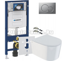 Комплект Унитаз подвесной IDDIS Stone STORDSEi25 + Крепления Geberit Duofix 111.815.00.1 к стене + Шумоизоляция 156.050.00.1 + Инсталляция UP 320 111.300.00.5 + Кнопка Sigma 01 115.770.JQ.5 лакированная, матовый хром