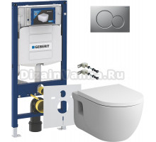 Комплект Унитаз подвесной AM.PM Like C801701SC FlashClean с микролифтом + Крепления Geberit Duofix 111.815.00.1 к стене + Шумоизоляция 156.050.00.1 + Инсталляция UP 320 111.300.00.5 + Кнопка Sigma 01 115.770.JQ.5 лакированная, матовый хром