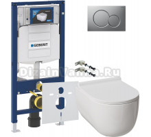 Комплект Унитаз подвесной Damixa Scandinavian Pure DX36C1701SC с микролифтом, безободковый + Крепления Geberit Duofix 111.815.00.1 к стене + Шумоизоляция 156.050.00.1 + Инсталляция UP 320 111.300.00.5 + Кнопка Sigma 01 115.770.JQ.5 лакированная, матовый х