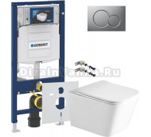 Комплект Унитаз подвесной SantiLine SL-5007 безободковый, с микролифтом + Крепления Geberit Duofix 111.815.00.1 к стене + Шумоизоляция 156.050.00.1 + Инсталляция UP 320 111.300.00.5 + Кнопка Sigma 01 115.770.JQ.5 лакированная, матовый хром