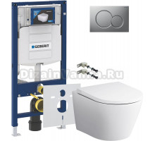 Комплект Унитаз подвесной AM.PM Sense C741701SC безободковый, с микролифтом + Крепления Geberit Duofix 111.815.00.1 к стене + Шумоизоляция 156.050.00.1 + Инсталляция UP 320 111.300.00.5 + Кнопка Sigma 01 115.770.JQ.5 лакированная, матовый хром