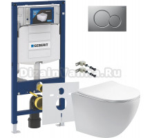 Комплект Унитаз подвесной Акватек Европа AQ1900-00 безободковый + Крепления Geberit Duofix 111.815.00.1 к стене + Шумоизоляция 156.050.00.1 + Инсталляция UP 320 111.300.00.5 + Кнопка Sigma 01 115.770.JQ.5 лакированная, матовый хром