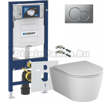 Комплект Унитаз подвесной AM.PM Func C8F1700MWSC безободковый, с микролифтом, матовый белый + Крепления Geberit Duofix 111.815.00.1 к стене + Шумоизоляция 156.050.00.1 + Инсталляция UP 320 111.300.00.5 + Кнопка Sigma 01 115.770.JQ.5 лакированная, матовый