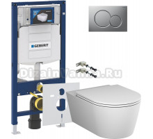 Комплект Унитаз подвесной AM.PM Func C8F1701MWSC безободковый, с микролифтом, матовый белый + Крепления Geberit Duofix 111.815.00.1 к стене + Шумоизоляция 156.050.00.1 + Инсталляция UP 320 111.300.00.5 + Кнопка Sigma 01 115.770.JQ.5 лакированная, матовый
