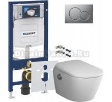 Комплект Унитаз подвесной AM.PM Sensation CCC301700SC с функцией биде, микролифтом + Крепления Geberit Duofix 111.815.00.1 к стене + Шумоизоляция 156.050.00.1 + Инсталляция UP 320 111.300.00.5 + Кнопка Sigma 01 115.770.JQ.5 лакированная, матовый хром