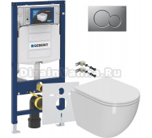 Комплект Унитаз подвесной Bauedge Bau Dream белый, безободковый, с микролифтом + Крепления Geberit Duofix 111.815.00.1 к стене + Шумоизоляция 156.050.00.1 + Инсталляция UP 320 111.300.00.5 + Кнопка Sigma 01 115.770.JQ.5 лакированная, матовый хром