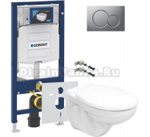 Комплект Унитаз подвесной Керамин Гранд R МЛ CDB00022814 безободковый, с микролифтом + Крепления Geberit Duofix 111.815.00.1 к стене + Шумоизоляция 156.050.00.1 + Инсталляция UP 320 111.300.00.5 + Кнопка Sigma 01 115.770.JQ.5 лакированная, матовый хром