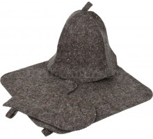 Набор для бани и сауны Hot Pot 41345 шапка, коврик, рукавица, серый