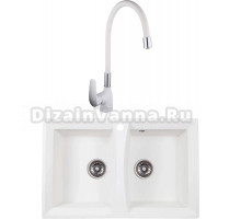 Комплект Мойка кухонная Kaiser KM2M-5078 W белая + Смеситель Frap F4453-03 с гибким изливом, белый