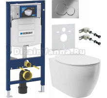 Комплект Унитаз подвесной STWORKI Муле HDC510NWH с микролифтом, безободковый + Инсталляция Geberit Duofix UP 320 111.300.00.5 + Кнопка Sigma 01 115.770.21.5 хром + Крепления 111.815.00.1 к стене + Шумоизоляция 156.050.00.1