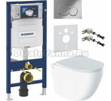Комплект Унитаз подвесной IDDIS Blanco BLARDSEi25 безободковый, с микролифтом + Крепления Geberit Duofix 111.815.00.1 к стене + Шумоизоляция 156.050.00.1 + Инсталляция UP 320 111.300.00.5 + Кнопка Sigma 01 115.770.21.5 хром