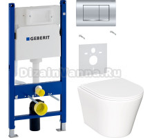 Комплект Унитаз подвесной Ceramicanova Forma CN3011 с микролифтом + Шумоизоляция Geberit 156.050.00.1 + Инсталляция Duofix Delta 458.163.21.1 с кнопкой смыва, хром