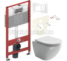 Комплект Унитаз подвесной Ceramicanova Metropol CN4002 безободковый + Инсталляция TECE Base 9400413 4 в 1 с кнопкой смыва