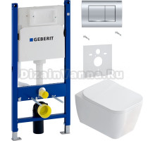 Комплект Унитаз подвесной STWORKI Монтре SETK3204-2616 безободковый, с микролифтом + Шумоизоляция Geberit 156.050.00.1 + Инсталляция Duofix Delta 458.163.21.1 с кнопкой смыва, хром