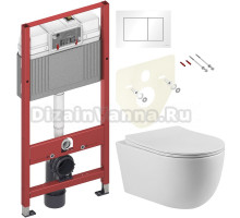 Комплект Унитаз подвесной BOND Oval F10-10 безободковый, с микролифтом + Инсталляция TECE Base 9400413 4 в 1 с кнопкой смыва