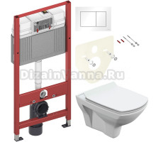 Комплект Унитаз подвесной Cersanit Carina XL Clean On DPL EO slim + Инсталляция TECE Base 9400413 4 в 1 с кнопкой смыва