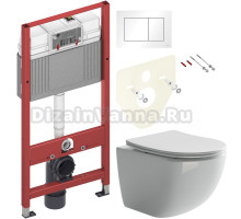 Комплект Унитаз подвесной Ceramicanova Forma CN3009 безободковый + Инсталляция TECE Base 9400413 4 в 1 с кнопкой смыва