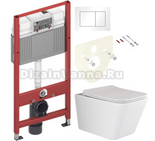 Комплект Унитаз подвесной Ceramicanova Metric Rimless CN3007 с микролифтом, безободковый + Инсталляция TECE Base 9400413 4 в 1 с кнопкой смыва