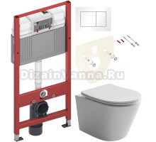 Комплект Унитаз подвесной Ceramicanova Balearica Rimless CN6000 белый + Инсталляция TECE Base 9400413 4 в 1 с кнопкой смыва