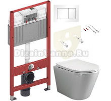 Комплект Унитаз подвесной Ceramicanova Highlight Rimless CN1804 с микролифтом, безободковый + Инсталляция TECE Base 9400413 4 в 1 с кнопкой смыва