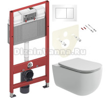 Комплект Унитаз подвесной Ceramicanova Noel CN3013 + Инсталляция TECE Base 9400413 4 в 1 с кнопкой смыва