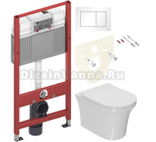 Комплект Унитаз подвесной Bauedge Bau Spectrum PRO белый, безободковый, с микролифтом + Инсталляция TECE Base 9400413 4 в 1 с кнопкой смыва