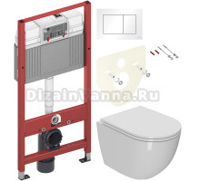 Комплект Унитаз подвесной Bauedge Bau Dream Hurricane3 белый, безободковый, с микролифтом + Инсталляция TECE Base 9400413 4 в 1 с кнопкой смыва