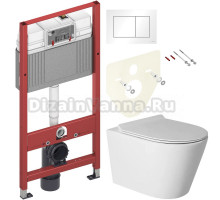 Комплект Унитаз подвесной BOND Oval F03-10 безободковый, с микролифтом + Инсталляция TECE Base 9400413 4 в 1 с кнопкой смыва