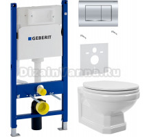 Комплект Унитаз подвесной STWORKI Драммен HDC609WH с микролифтом + Шумоизоляция Geberit 156.050.00.1 + Инсталляция Duofix Delta 458.163.21.1 с кнопкой смыва, хром