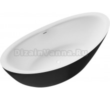 Акриловая ванна Grossman Galaxy GR-1402MB 180x85 см, отдельностоящая, овальная, с каркасом, со сливом-переливом, черная, матовая